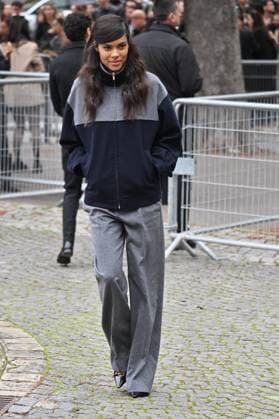 PFW Miu Miu Outside Arrivals TIna Kunakey arriving at Miu Miu show during Paris Fashion Week in Paris, France on October 6, 2025. Photo by Julien Reynaud APS-Medias ABACAPRESS.COM Paris France  Copyright: xReynaudxJulien APS-Medias ABACAx