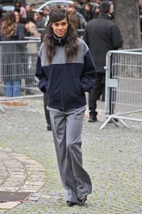PFW Miu Miu Outside Arrivals TIna Kunakey arriving at Miu Miu show during Paris Fashion Week in Paris, France on October 6, 2025. Photo by Julien Reynaud APS-Medias ABACAPRESS.COM Paris France  Copyright: xReynaudxJulien APS-Medias ABACAx