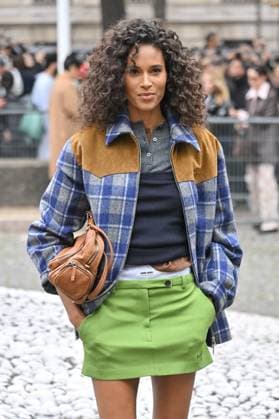 PFW Miu Miu Outside Arrivals Cindy Bruna arriving at Miu Miu show during Paris Fashion Week in Paris, France on October 6, 2025. Photo by Julien Reynaud APS-Medias ABACAPRESS.COM Paris France  Copyright: xReynaudxJulien APS-Medias ABACAx