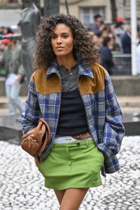 PFW Miu Miu Outside Arrivals Cindy Bruna arriving at Miu Miu show during Paris Fashion Week in Paris, France on October 6, 2025. Photo by Julien Reynaud APS-Medias ABACAPRESS.COM Paris France  Copyright: xReynaudxJulien APS-Medias ABACAx
