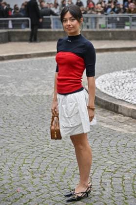 PFW Miu Miu Outside Arrivals Anna Castillo arriving at Miu Miu show during Paris Fashion Week in Paris, France on October 6, 2025. Photo by Julien Reynaud APS-Medias ABACAPRESS.COM Paris France  Copyright: xReynaudxJulien APS-Medias ABACAx