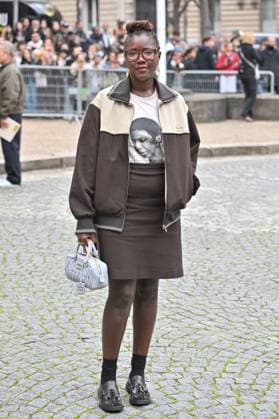 PFW Miu Miu Outside Arrivals Alice Diop arriving at Miu Miu show during Paris Fashion Week in Paris, France on October 6, 2025. Photo by Julien Reynaud APS-Medias ABACAPRESS.COM Paris France  Copyright: xReynaudxJulien APS-Medias ABACAx