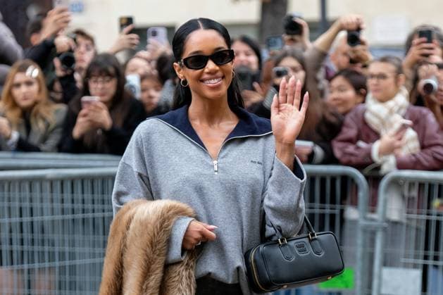 PFW - Miu Miu Outside Arrivals Laura Harrier arrives at the Miu Miu fashion show during the Paris Fashion Week Womenswear Spring Summer 2026 in Paris, France on October 6, 2025. Photo by Robin Psaila ABACAPRESS.COM Paris France  Copyright: xPsailaxRobin ABACAx