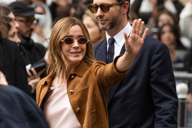 PFW Miu Miu Outside Arrivals Emma Watson attends the Miu Miu Womenswear Spring Summer 2026 show as part of Paris Fashion Week on October 6, 2025 in Paris, France. Photo by Laurent Zabulon ABACAPRESS.COM Paris France  Copyright: xZabulonxLaurent ABACAx