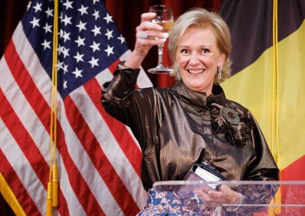 Princess Astrid of Belgium delivers a speech at the Belgian Official Reception during an economic mission to the west coast of the United States, on Monday 06 October 2025. The Belgian Economic mission to USA takes place from October 4th to 12th.  BENOITxDOPPAGNE 136272480