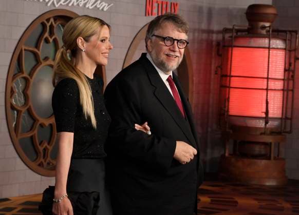 Director Guillermo del Toro (R) and Kim Morgan attend the premiere of Netflix s sci-fi horror motion picture Frankenstein at the Academy Museum of Motion Pictures in Los Angeles on Monday, October 6, 2025. Storyline: A brilliant but egotistical scientist brings a creature to life in a monstrous experiment that ultimately leads to the undoing of both the creator and his tragic creation.  LAP2025100616 JIMxRUYMEN