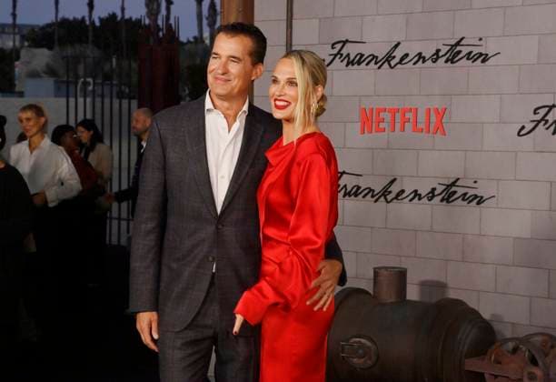 Scott Stuber (L) and Molly Sims attend the premiere of Netflix s sci-fi horror motion picture Frankenstein at the Academy Museum of Motion Pictures in Los Angeles on Monday, October 6, 2025. Storyline: A brilliant but egotistical scientist brings a creature to life in a monstrous experiment that ultimately leads to the undoing of both the creator and his tragic creation.  LAP2025100646 JIMxRUYMEN