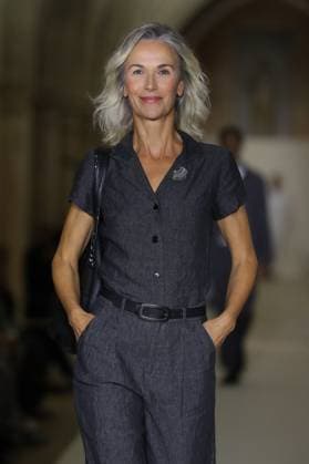 PFW - Agnes B Runway A model walks the runway during the Agnès b Ready to Wear Spring Summer 2026 fashion show as part of the Paris Fashion Week on October 6, 2025 in Paris, France. Photo by Alain-Gil Gonzalez ABACAPRESS.COM Paris France  Copyright: xGonzalezxAlain-Gil ABACAx