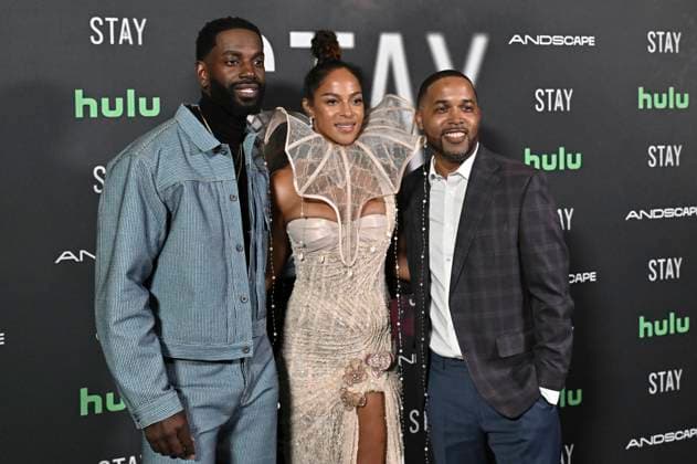 Moe McRae, Megalyn Echikunwoke and Jas Summers at the premiere of the Hulu movie Stay at the Ted Mann Theater Los Angeles, 07 10 2025 Foto:xD.xStarbuckx xFuturexImagex stay_5031