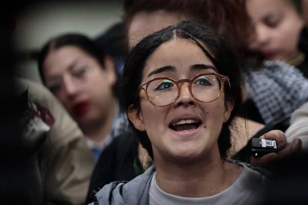 October 8, 2025, Mexico, Cdmx, Mexico: This Wednesday, SOL GONZALEZ EGUIA, ERNESTO LEDESMA ARRONTE, ARLIN MEDRANO GUZMAN, CARLOS PEREZ OSORIO, DIEGO VAZQUEZ GALINDO, and LAURA ALEJANDRA VELEZ RUIZ GAITAN arrived repatriated after being intercepted and detained by the State of Israel while attempting to deliver aid to the Palestinian people on the SUMUD Global Flotilla. The Mexican government, through the Ministry of Foreign Affairs (SRE), was responsible for the accompaniment and repatriation of these activists for their arrival at Mexico City International Airport Mexico Mexico - ZUMAp204 20251008_zip_p204_020 Copyright: xJosuexPerezx