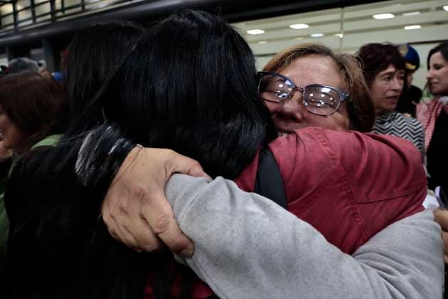 October 8, 2025, Mexico, Cdmx, Mexico: This Wednesday, SOL GONZALEZ EGUIA, ERNESTO LEDESMA ARRONTE, ARLIN MEDRANO GUZMAN, CARLOS PEREZ OSORIO, DIEGO VAZQUEZ GALINDO, and LAURA ALEJANDRA VELEZ RUIZ GAITAN arrived repatriated after being intercepted and detained by the State of Israel while attempting to deliver aid to the Palestinian people on the SUMUD Global Flotilla. The Mexican government, through the Ministry of Foreign Affairs (SRE), was responsible for the accompaniment and repatriation of these activists for their arrival at Mexico City International Airport Mexico Mexico - ZUMAp204 20251008_zip_p204_034 Copyright: xJosuexPerezx