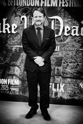 Rian Johnson attends the Opening Night of the BFI London Film Festival; the UK premiere of WAKE UP DEAD MAN: A KNIVES OUT STORY on Wednesday 8 October 2025 Rian Johnson attends the Opening Night of the BFI London Film Festival; the UK premiere of WAKE UP DEAD MAN: A KNIVES OUT STORY on Wednesday 8 October 2025 at Royal Festival Hall, London. Editors Note: Image converted to monochrome., Credit:Julie Edwards Avalon  Copyright: xJuliexEdwardsx xAvalonx 1044232945