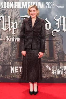 Greta Gerwig attends the Opening Night of the BFI London Film Festival; the UK premiere of WAKE UP DEAD MAN: A KNIVES OUT STORY on Wednesday 8 October 2025 Greta Gerwig attends the Opening Night of the BFI London Film Festival; the UK premiere of WAKE UP DEAD MAN: A KNIVES OUT STORY on Wednesday 8 October 2025 at Royal Festival Hall, London. ., Credit:Julie Edwards Avalon  Copyright: xJuliexEdwardsx xAvalonx 1044233542