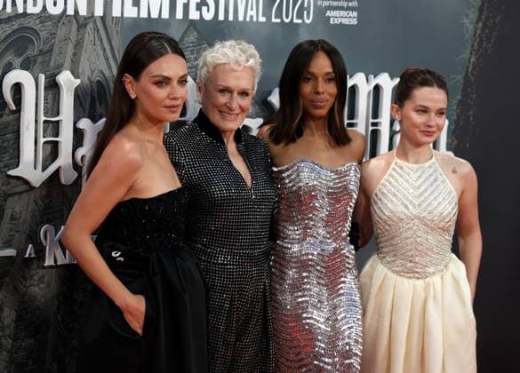 October 8, 2025, London, United Kingdom: Mila Kunis, Glenn Close, Kerry Washington and Cailee Spaeny attend the Opening Gala screening of Wake Up Dead Man: A Knives Out Mystery during the 69th BFI London Film Festival. London United Kingdom - ZUMAs197 20251008_aab_s197_059 Copyright: xFredxDuvalx