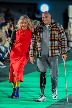 Runway For The Association Debout En Bouts At Roland-Garros Priscille Deborah and Abel Aber walks the runway for the association Debout En Bouts. 30 amputees wearing prosthetics parade on the Philippe-Chatrier court at Roland-Garros stadium on October 08, 2025 in Paris, France. Photo by Nasser Berzane ABACAPRESS.COM Paris France  Copyright: xBerzanexNasser ABACAx