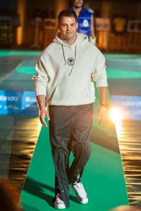 Runway For The Association Debout En Bouts At Roland-Garros Pierre-Mickael Hugues walks the runway for the association Debout En Bouts. 30 amputees wearing prosthetics parade on the Philippe-Chatrier court at Roland-Garros stadium on October 08, 2025 in Paris, France. Photo by Nasser Berzane ABACAPRESS.COM Paris France  Copyright: xBerzanexNasser ABACAx