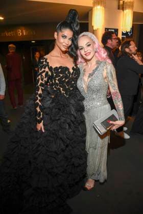 abb Micaela Schaefer and Belle la Donna at the aftershow party at the world premiere of the new Grand Show Blinded by delight at Friedrichstadt Palast on 08 10 2025 in Berlin Berlin Germany