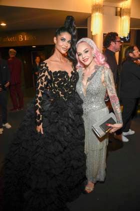 abb Micaela Schaefer and Belle la Donna at the aftershow party at the world premiere of the new Grand Show Blinded by delight at Friedrichstadt Palast on 08 10 2025 in Berlin Berlin Germany
