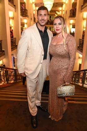 abb Leonard Feier and Caona Maron at the aftershow party at the world premiere of the new Grand Show Blinded by delight at Friedrichstadt Palast on 08 10 2025 in Berlin Berlin Germany