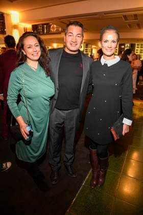 abb Emy Sharif, Buelent Sharif and Kerstin Linnartz at the aftershow party at the world premiere of the new Grand Show Blinded by delight at Friedrichstadt Palast on 08 10 2025 in Berlin Berlin Germany