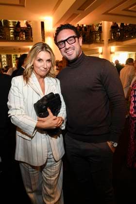 abb Kim Fisher and Daniel Voelz at the aftershow party at the world premiere of the new Grand Show Blinded by delight at Friedrichstadt Palast on 08 10 2025 in Berlin Berlin Germany