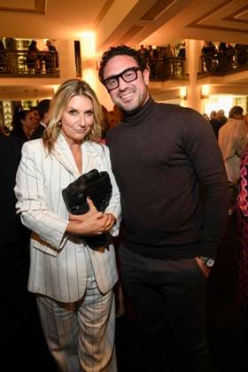 abb Kim Fisher and Daniel Voelz at the aftershow party at the world premiere of the new Grand Show Blinded by delight at Friedrichstadt Palast on 08 10 2025 in Berlin Berlin Germany