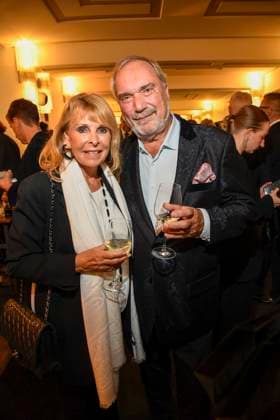 abb Ireen Sheer and Klaus Juergen Kahl at the Aftershow Party at the World Premiere of the new Grand Show Blinded by delight at Friedrichstadt Palast on 08 10 2025 in Berlin Berlin Germany