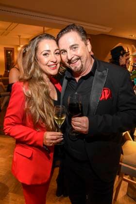 abb Uwe Herrmann with Winnie at the aftershow party at the world premiere of the new Grand Show Blinded by delight at Friedrichstadt Palast on 08 10 2025 in Berlin Berlin Germany