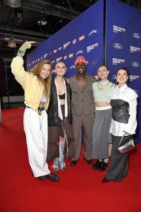 Greta Hirsch, Paula Engels, Jonny Mahoro, Ella Stern and Marie Bothmer at the BUNTE New Face AWARDS ceremony at the Festsaal Kreuzberg in Berlin on 08 10 2025