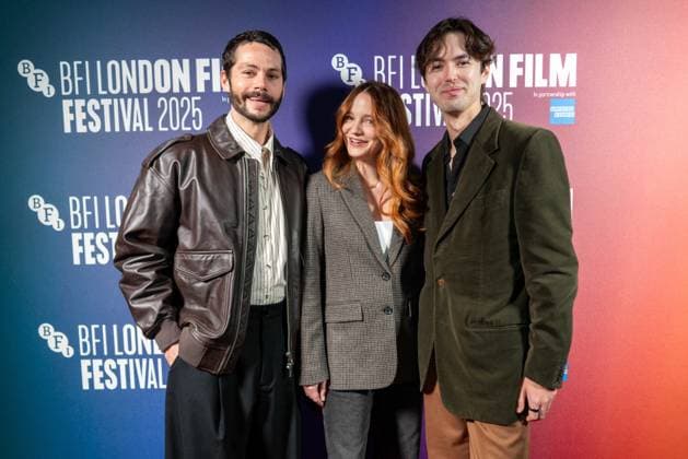 The BFI London Film Festival Gala of the UK premiere of TWINLESS, taking place on Thursday 9th of October 2025 at Curzon Soho in London, UK. Dylan O™Brien, Aisling Franciosi and James Sweeney at the BFI London Film Festival Gala of the UK premiere of TWINLESS, taking place on Thursday 9th of October 2025 at Curzon Soho in London, UK., Credit:Oleksii Ovcharenko Avalon United Kingdom, London  Copyright: xOleksiixOvcharenkox xAvalonx 1044390882