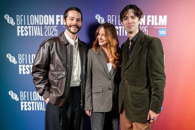 The BFI London Film Festival Gala of the UK premiere of TWINLESS, taking place on Thursday 9th of October 2025 at Curzon Soho in London, UK. Dylan O™Brien, Aisling Franciosi and James Sweeney at the BFI London Film Festival Gala of the UK premiere of TWINLESS, taking place on Thursday 9th of October 2025 at Curzon Soho in London, UK., Credit:Oleksii Ovcharenko Avalon United Kingdom, London  Copyright: xOleksiixOvcharenkox xAvalonx 1044390908