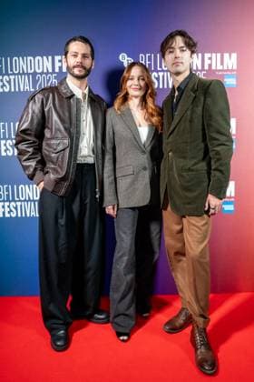 The BFI London Film Festival Gala of the UK premiere of TWINLESS, taking place on Thursday 9th of October 2025 at Curzon Soho in London, UK. Dylan O™Brien, Aisling Franciosi and James Sweeney at the BFI London Film Festival Gala of the UK premiere of TWINLESS, taking place on Thursday 9th of October 2025 at Curzon Soho in London, UK., Credit:Oleksii Ovcharenko Avalon United Kingdom, London  Copyright: xOleksiixOvcharenkox xAvalonx 1044390935