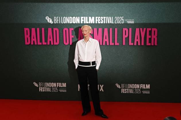 Ballad of a Small Player Headline Gala - The 69th BFI London Film Festival LONDON, UNITED KINGDOM - OCTOBER 9: Tilda Swinton attends the Ballad of a Small Player Headline Gala at the 69th BFI London Film Festival at The Royal Festival Hall on October 09, 2025 in London, United Kingdom on October 9, 2025. Rasid Necati Aslim Anadolu London United Kingdom. Editorial use only. Please get in touch for any other usage.  Copyright: x2025xAnadoluxRasidxNecatixAslimx