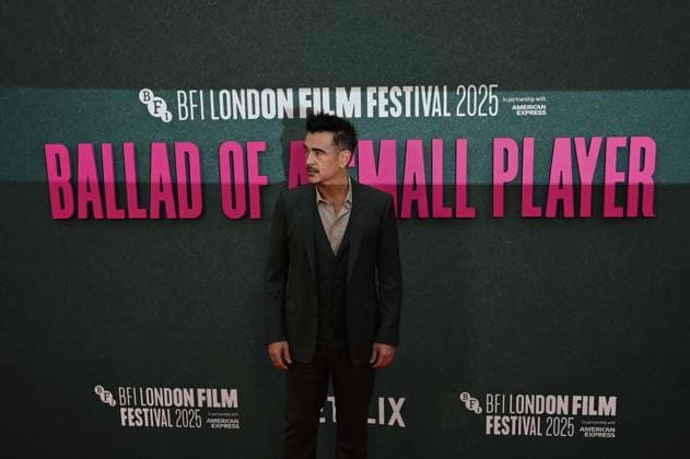 Ballad of a Small Player Headline Gala - The 69th BFI London Film Festival LONDON, UNITED KINGDOM - OCTOBER 9: Colin Farrell attends the Ballad of a Small Player Headline Gala at the 69th BFI London Film Festival at The Royal Festival Hall on October 09, 2025 in London, United Kingdom on October 9, 2025. Rasid Necati Aslim Anadolu London United Kingdom. Editorial use only. Please get in touch for any other usage.  Copyright: x2025xAnadoluxRasidxNecatixAslimx