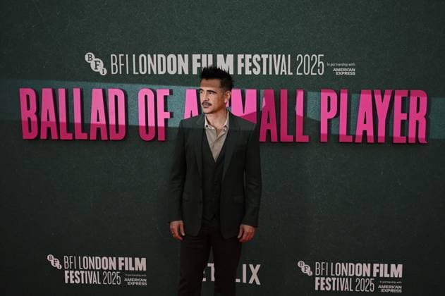 Ballad of a Small Player Headline Gala - The 69th BFI London Film Festival LONDON, UNITED KINGDOM - OCTOBER 9: Colin Farrell attends the Ballad of a Small Player Headline Gala at the 69th BFI London Film Festival at The Royal Festival Hall on October 09, 2025 in London, United Kingdom on October 9, 2025. Rasid Necati Aslim Anadolu London United Kingdom. Editorial use only. Please get in touch for any other usage.  Copyright: x2025xAnadoluxRasidxNecatixAslimx