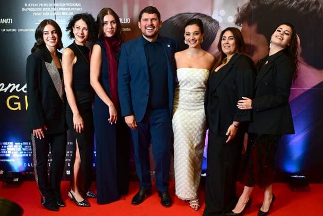 Naples, October 8, 2025. Presentation of the film Romeo and Juliet by Giuseppe Alessio Nuzzo. Pictured: Mariasole Pollio, Alessio Nuzzo, Giocanna Sannino, and the cast.  Copyright: xRobertoxJandolix xipa-agency.netx xRobertoxJandolix IPA_Agency_IPA66362669
