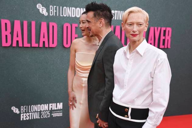 Fala Chen, Colin Farrell and Tilda Swinton at the premiere of the feature film Ballad of a Small Player at the 69 BFI London Film Festival 2025 at the Royal Festival Hall London, 09 10 2025 Foto:xS.xVasx xFuturexImagex small_5039