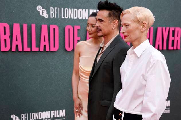 Fala Chen, Colin Farrell and Tilda Swinton at the premiere of the feature film Ballad of a Small Player at the 69 BFI London Film Festival 2025 at the Royal Festival Hall London, 09 10 2025 Foto:xS.xVasx xFuturexImagex small_5040