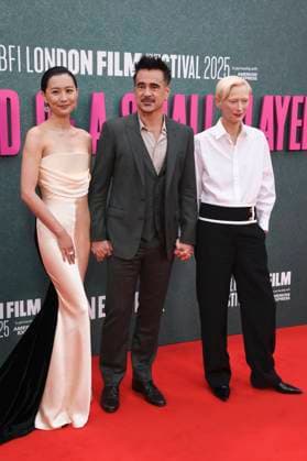 Fala Chen, Colin Farrell and Tilda Swinton at the premiere of the feature film Ballad of a Small Player at the 69 BFI London Film Festival 2025 at the Royal Festival Hall London, 09 10 2025 Foto:xS.xVasx xFuturexImagex small_5042
