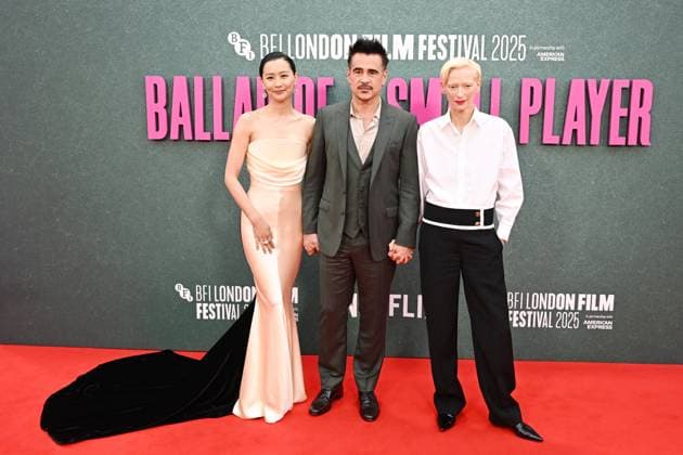 Premiere of the film Ballad of a Small Player at the 69th BFI London Film Festival 2025 in the Royal Festival Hall Featuring: Fala Chen, Colin Farrell and Tilda Swinton Where: London, United Kingdom When: 09 Oct 2025 Credit: Cover Images EDITORIAL USE ONLY. NOT FOR USE BY NEWSPAPERS BASED IN THE UK. Copyright: xx coverimg55166455
