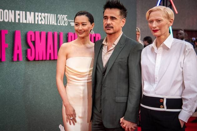 October 9, 2025, London, United Kingdom: Fala Chen, Colin Farrell and Tilda Swinton attend the Ballad of a Small Player Headline Gala during the 69th BFI London Film Festival at The Royal Festival Hall. London United Kingdom - ZUMAs197 20251009_aaa_s197_156 Copyright: xLoredanaxSangiulianox