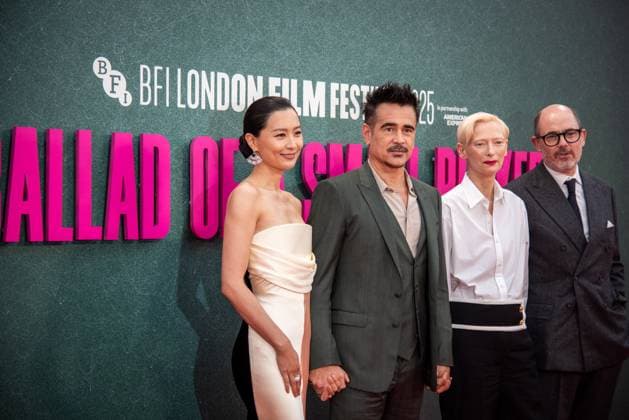 October 9, 2025, London, United Kingdom: Fala Chen, Colin Farrell, Tilda Swinton and Edward Berger attend the Ballad of a Small Player Headline Gala during the 69th BFI London Film Festival at The Royal Festival Hall. London United Kingdom - ZUMAs197 20251009_aaa_s197_157 Copyright: xLoredanaxSangiulianox