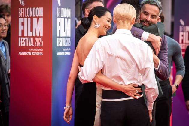 October 9, 2025, London, United Kingdom: Fala Chen, Colin Farrell and Tilda Swinton attend the Ballad of a Small Player Headline Gala during the 69th BFI London Film Festival at The Royal Festival Hall. London United Kingdom - ZUMAs197 20251009_aaa_s197_170 Copyright: xLoredanaxSangiulianox