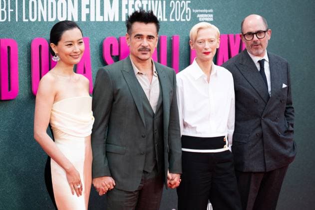 London BFI Ballad of a Small Player Premiere Fala Chen, Colin Farrell, Tilda Swinton and Edward Berger attending the Ballad of a Small Player Premiere as part of the BFI London Film Festival in London, England on October 09, 2025. Photo by Aurore Marechal ABACAPRESS.COM London  Copyright: xMarechalxAurore ABACAx