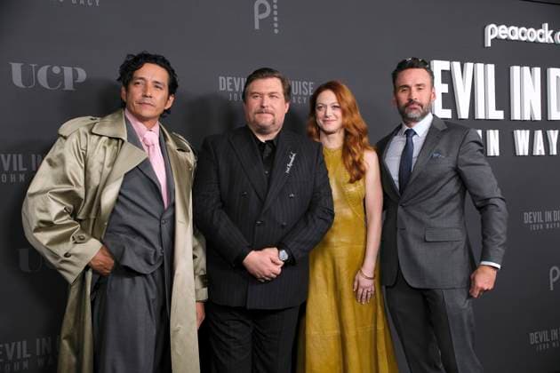 NEW YORK, NY- OCTOBER 9: Gabriel Luna, Michael Chernus, Marin Ireland and Patrick Macmanus at Peacock™s Devil In Disguise: John Wayne Gacy Premiere at DGA NY Theater on October 9, 2025 in New York City. Copyright: xKatiexGodowskix