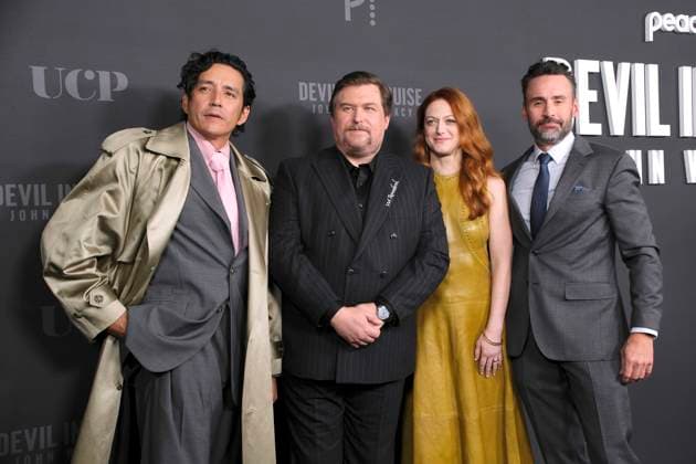NEW YORK, NY- OCTOBER 9: Gabriel Luna, Michael Chernus, Marin Ireland and Patrick Macmanus at PeacockÕs Devil In Disguise: John Wayne Gacy Premiere at DGA NY Theater on October 9, 2025 in New York City. Copyright: xKatiexGodowskix