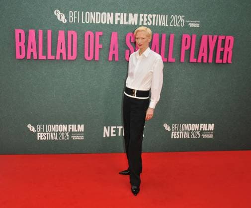 Ballad of a Small Player London Fim Festival premiere Tilda Swinton at the Ballad of a Small Player 69th BFI London Film Festival headline gala, day 2, Royal Festival Hall, Belvedere Road, on Thursday 09 October 2025 in London, England, UK.  CAP CAN CAN London UK Great Britain Copyright: xCanxNguyen CapitalxPicturesx