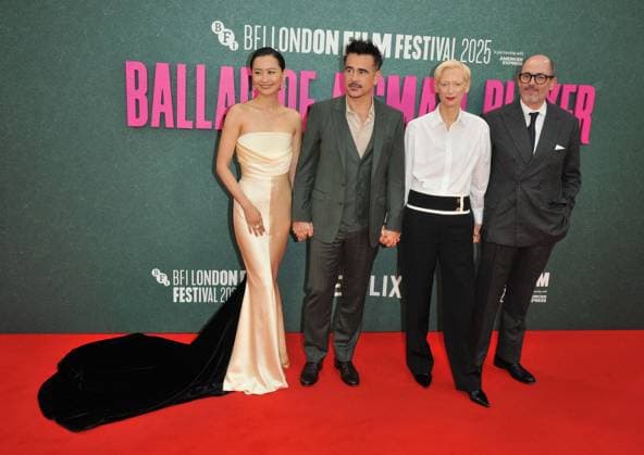 Ballad of a Small Player London Fim Festival premiere Fala Chen, Colin Farrell, Tilda Swinton and Edward Berger at the Ballad of a Small Player 69th BFI London Film Festival headline gala, day 2, Royal Festival Hall, Belvedere Road, on Thursday 09 October 2025 in London, England, UK.  CAP CAN CAN London UK Great Britain Copyright: xCanxNguyen CapitalxPicturesx