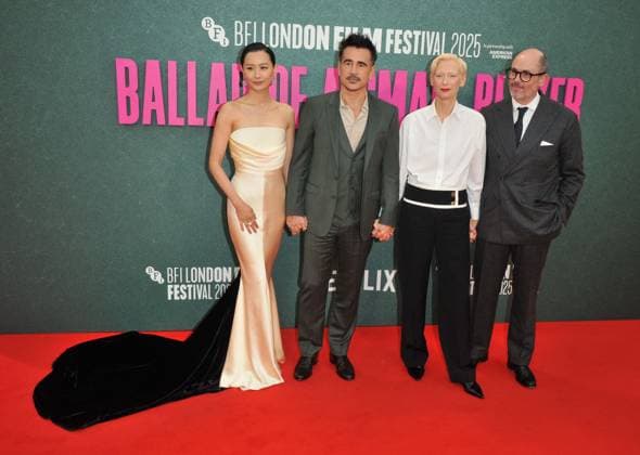 Ballad of a Small Player London Fim Festival premiere Fala Chen, Colin Farrell, Tilda Swinton and Edward Berger at the Ballad of a Small Player 69th BFI London Film Festival headline gala, day 2, Royal Festival Hall, Belvedere Road, on Thursday 09 October 2025 in London, England, UK.  CAP CAN CAN London UK Great Britain Copyright: xCanxNguyen CapitalxPicturesx