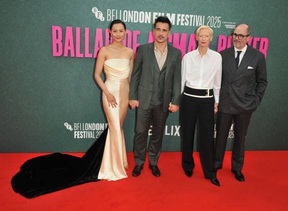 Ballad of a Small Player London Fim Festival premiere Fala Chen, Colin Farrell, Tilda Swinton and Edward Berger at the Ballad of a Small Player 69th BFI London Film Festival headline gala, day 2, Royal Festival Hall, Belvedere Road, on Thursday 09 October 2025 in London, England, UK.  CAP CAN CAN London UK Great Britain Copyright: xCanxNguyen CapitalxPicturesx